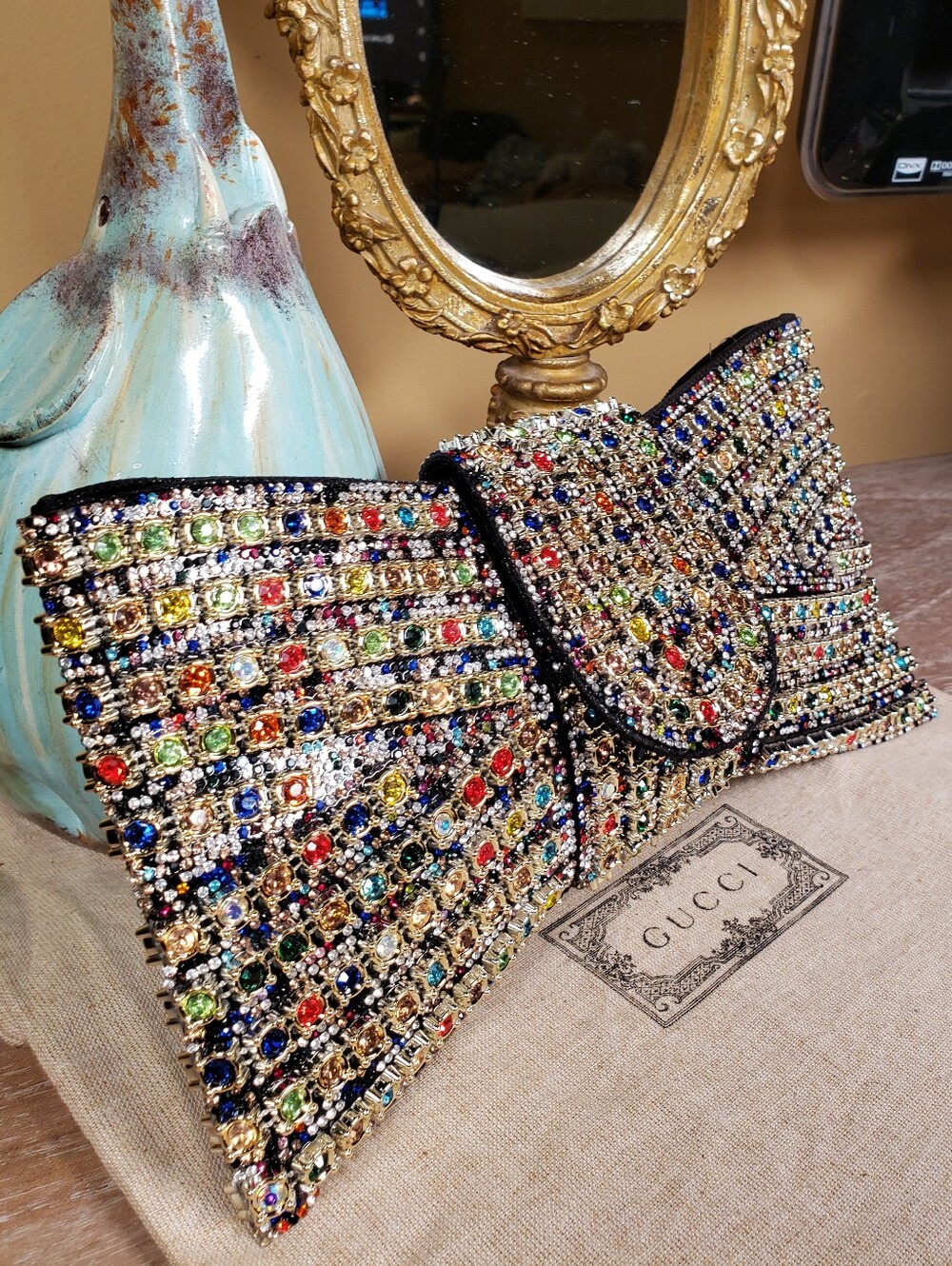 Multicolor Crystal Bow Embellished Clutch NWT! - Picture 4 of 8